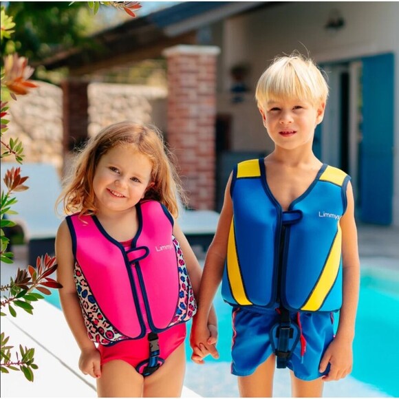 Limmys Premium Neoprene Swim Vest Buoyancy Boys Size S Blue Full Zip Swim Lesson - Picture 1 of 9